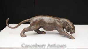 النمر البرونزي كبير تمثال القط صب هنتر النمر بوما