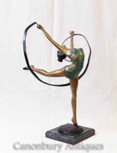 آرت ديكو برونزية وشاح راقصة تمثال راقصة