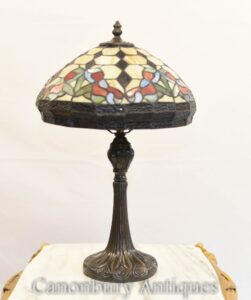 Art Nouveau تيفاني مصباح - البرونزية الرصاص زجاج ضوء