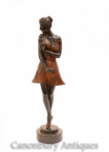 تمثال راقصة باليه من البرونز على طراز آرت ديكو - راقصة باليه
