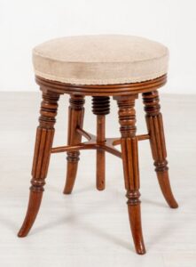 كرسي ريجنسي بيانو - مقعد ماهوجني عتيق