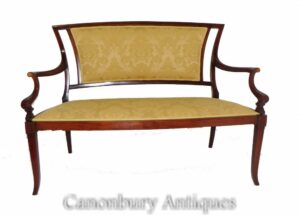 العتيقة الإدواردي أريكة-الماهوجني الأريكة مقعد 1900