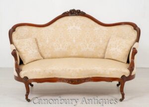 الفيكتوري أريكة الماهوجني - العتيقة منحوتة الأريكة 1870