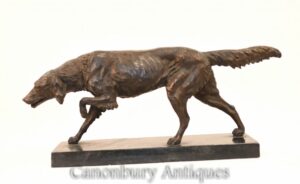 تمثال الكلب البرونزي الأحمر-المسبوكات الحيوانية الفرنسية